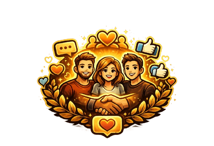 Group of people icons representing communication and connection